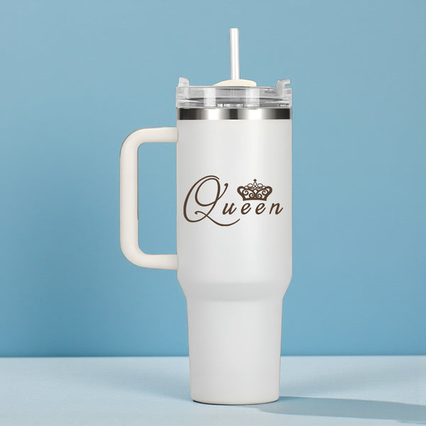 Stainless Steel Insulated 1200 ML Tumbler with Queen Design Engraved.