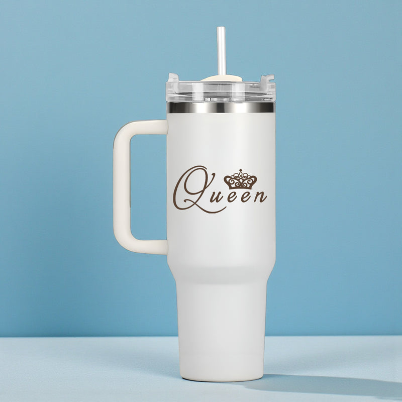 Stainless Steel Insulated 1200 ML Tumbler with Queen Design Engraved.