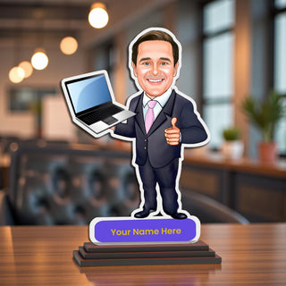 Photo Caricature for Male Employee – Customized Acrylic Standee.
