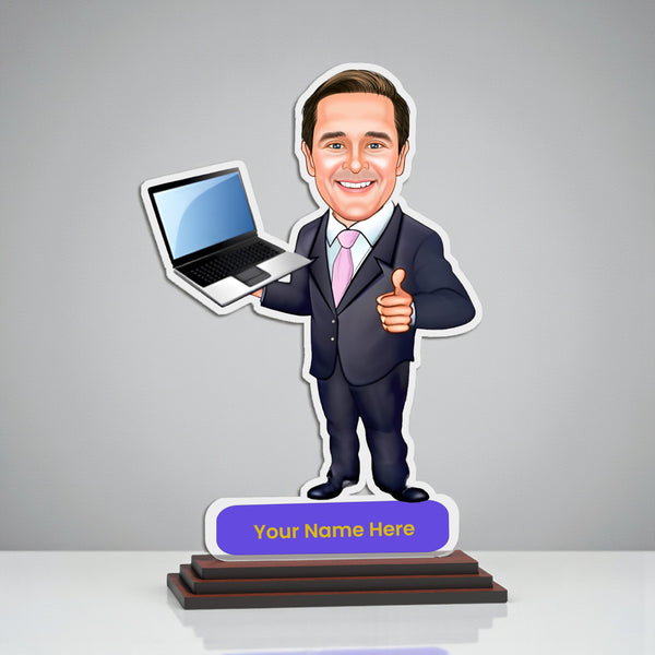 Photo Caricature for Male Employee – Customized Acrylic Standee.