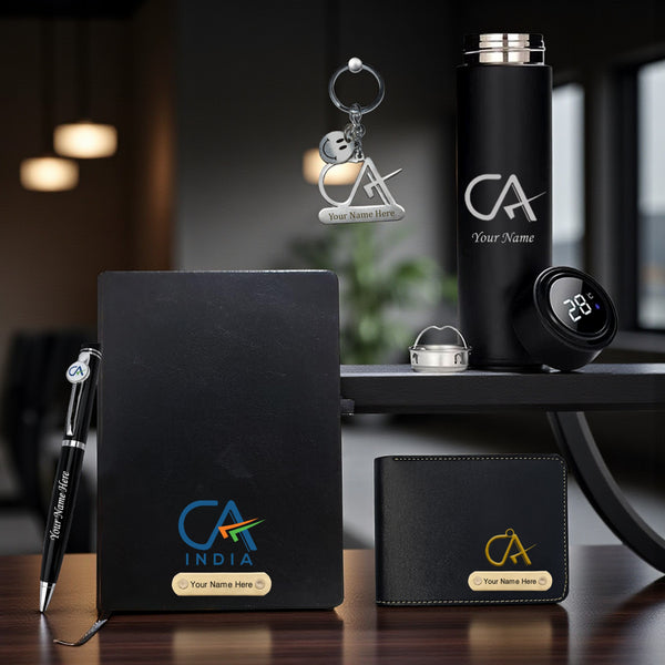 Customized CA Gift Set: Keychain, Water Bottle, Pen, Wallet & Diary.