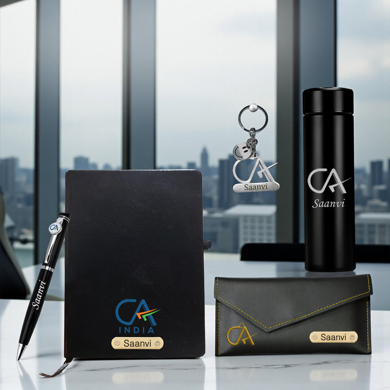 Customized CA Gift Set: Keychain, Water Bottle, Pen, Wallet & Diary.