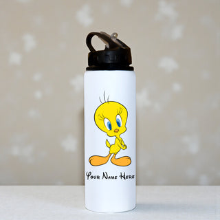 Customized Name & Cartoon Printed Aluminium Sipper Bottle for Kids