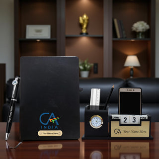 Customized CA Combo: CA Pen Stand, Logo Pen & Engraved  Diary.