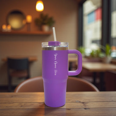 Custom Name Engraved Stainless Steel Insulated 500 ML Mini Tumbler with Straw.
