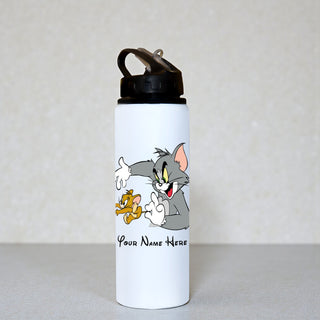 Customized Name & Cartoon Printed Aluminium Sipper Bottle for Kids