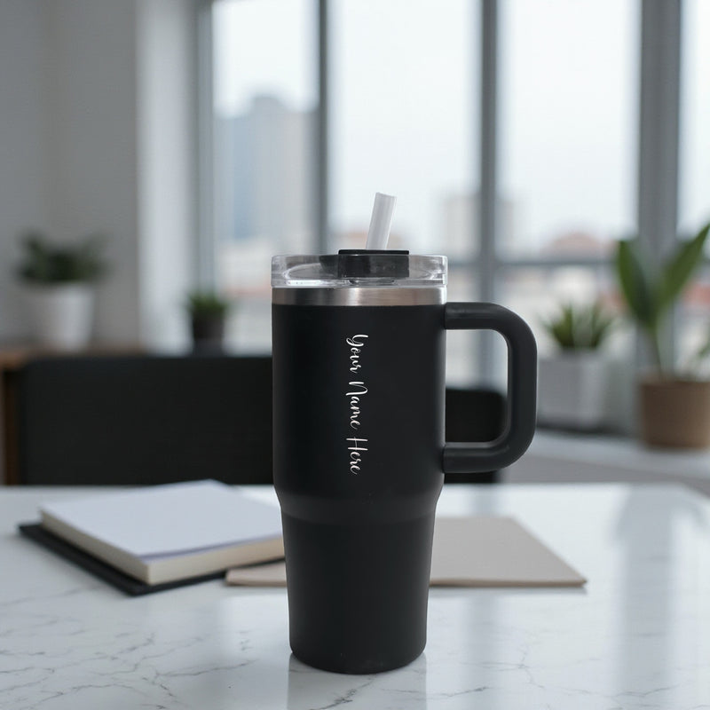 Custom Name Engraved Stainless Steel Insulated 500 ML Mini Tumbler with Straw.