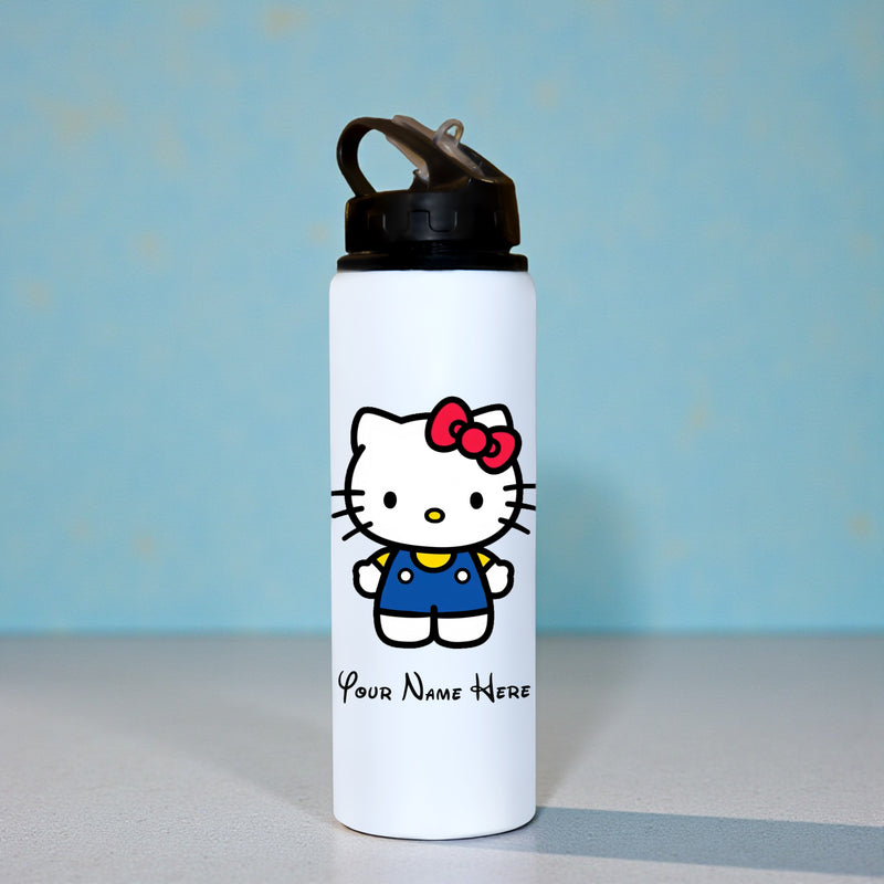 Customized Name & Cartoon Printed Aluminium Sipper Bottle for Kids .