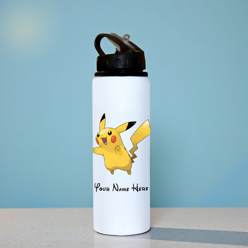 Customized Name & Cartoon Printed Aluminium Sipper Bottle for Kids .