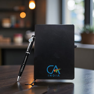 CA Gift Set – Engraved Pen & Black A5 Diary