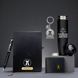 Advocate Gift Set: Pen, Keychain, Black Bottle, Diary, Wallet With 'World's Best Advocate' Quote.