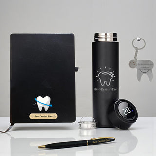 Unique Dentist Gift Set – Keychain, Pen, Bottle & Diary with ‘Best Dentist Ever’.