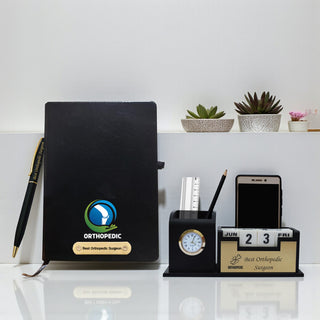 Orthopedic Combo-  Pen with 'Best Orthopedic Surgeon' Engraved, Pen Stand & Diary with Orthopedic Logo.