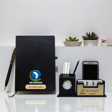 Orthopedic Combo-  Pen with 'Best Orthopedic Surgeon' Engraved, Pen Stand & Diary with Orthopedic Logo.