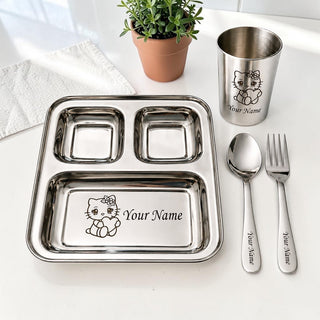 Personalized 3-Compartment Thali Set for Kids.
