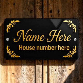 Customized Rectangle Acrylic Name Plate with Name & House Number.