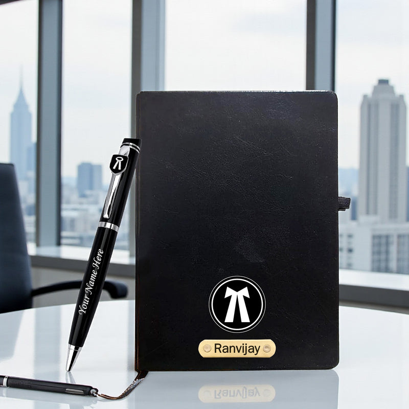 Customized Advocate Set: Name Engraved Pen & A5 Black Diary
