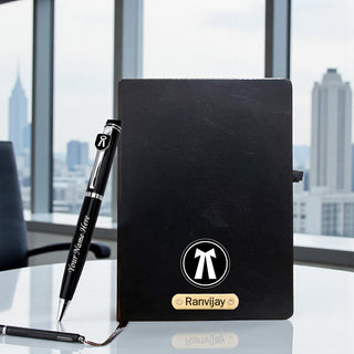 Customized Advocate Set: Name Engraved Pen & A5 Black Diary
