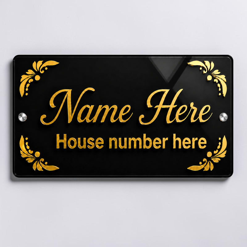 Customized Rectangle Acrylic Name Plate with Name & House Number.