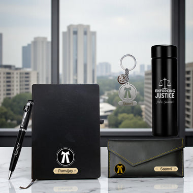 Customized Advocate Gift Set: Personalized Keychain, Bottle, Pen, Clutch & Diary.