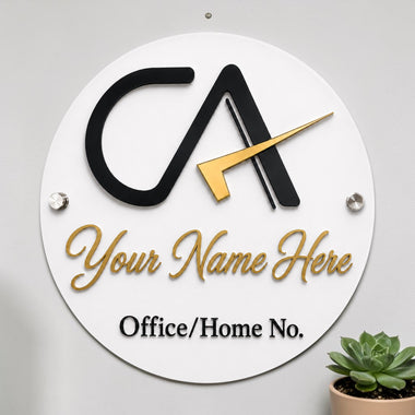 Customized CA Acrylic Name Plate with Name & House Number.