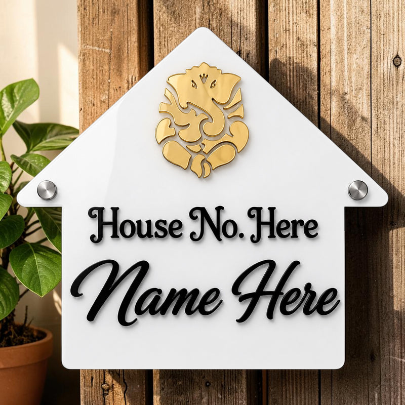 Customized House Shape Acrylic Name Plate with Name & House Number.