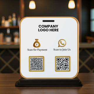Custom Acrylic QR Code Stand with 2 QR Slots – 6x8 Inch Table Display