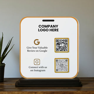 Custom Acrylic QR Code Stand with 2 QR Slots – 6x8 Inch Table Display