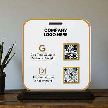 Custom Acrylic QR Code Stand with 2 QR Slots – 6x8 Inch Table Display