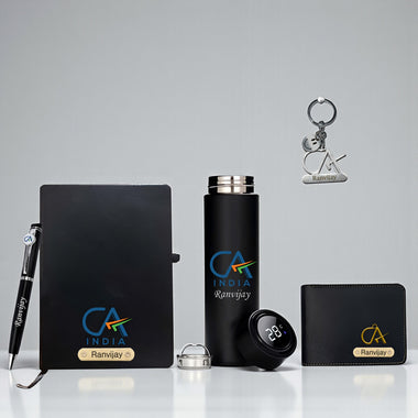 CA Gift Set – Personalized Keychain, Pen, Bottle, Wallet & Diary with Name & Colored Logo