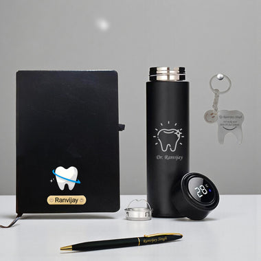 Customized Dentist Gift Set – Keychain, Pen, Bottle & Diary with Name.
