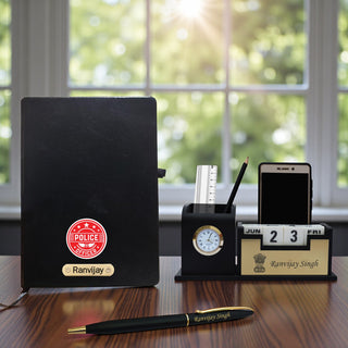 Customized Officer Gift Set: Pen, A5 Diary & Pen Stand.