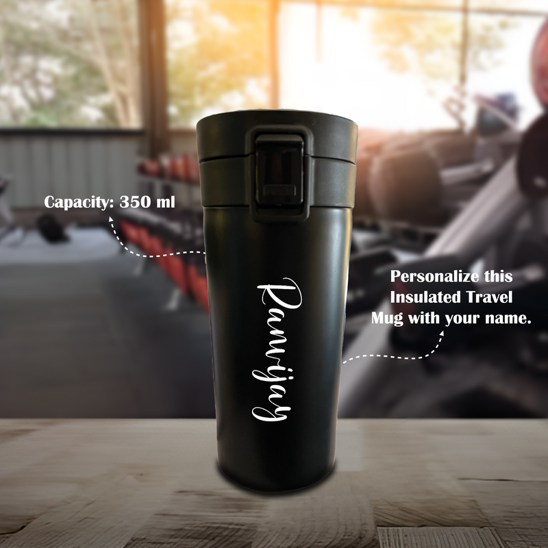 Personalized Insulated Travel Mug with Your Name Engraved.