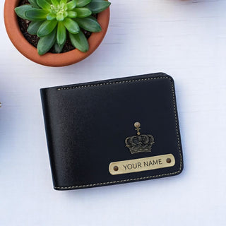 Leather Men's Wallet with Name & Charm