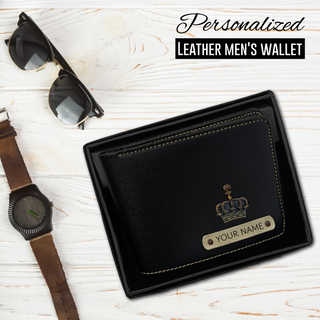 Leather Men's Wallet with Name & Charm