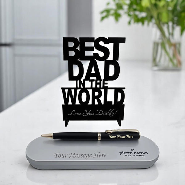 Personalized Pen with Name Engraved with best dad stand