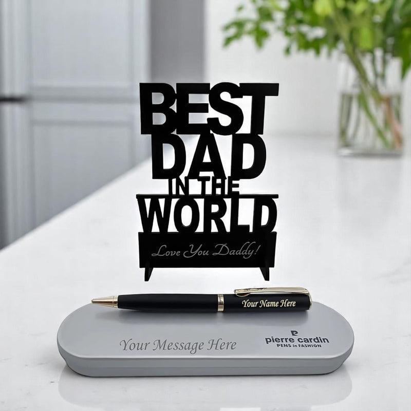Personalized Pen with Name Engraved with best dad stand