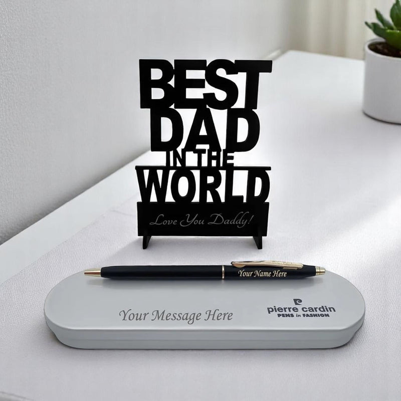 Personalized Pen with Best Dad Acrylic Stand.