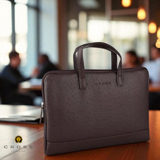 Premium Cross Laptop Sleeve With Luggage Strap & Handle – Brown