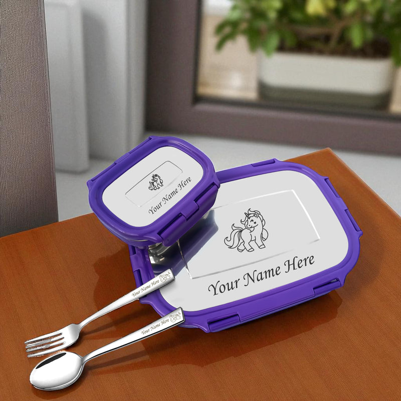 Customized Lunch Box with Spoon Fork Set.