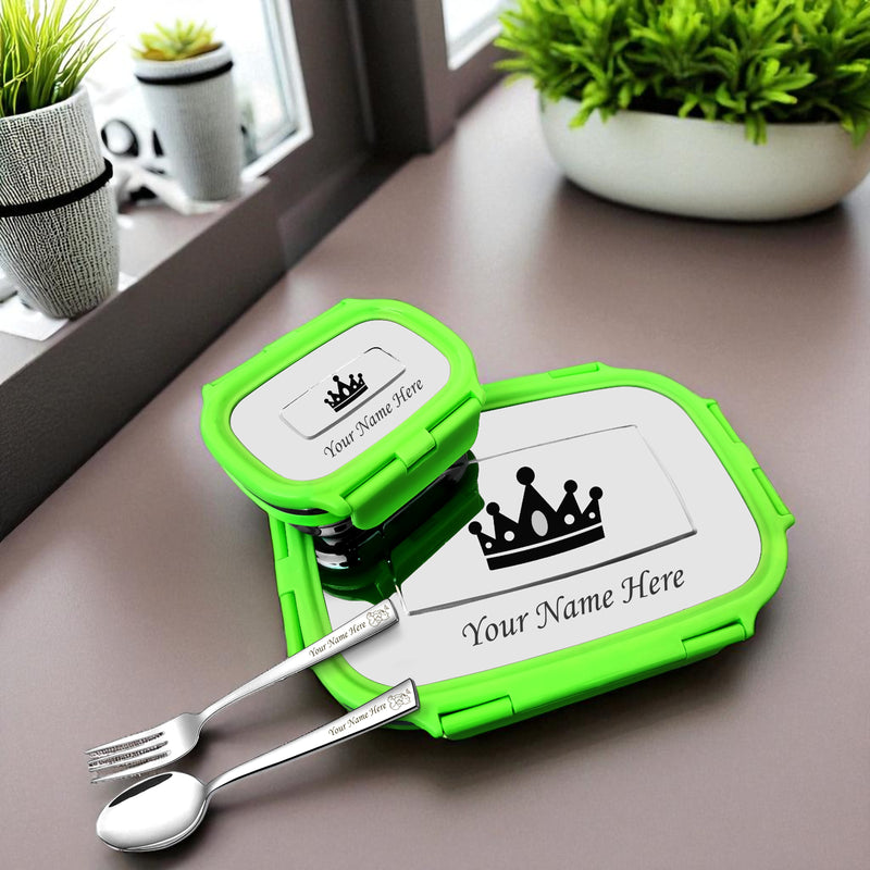Customized Lunch Box with Spoon Fork Set.