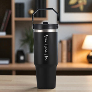 Custom Name Stainless Steel Tumbler 900ml – Vacuum Insulated Bottle with Straw.