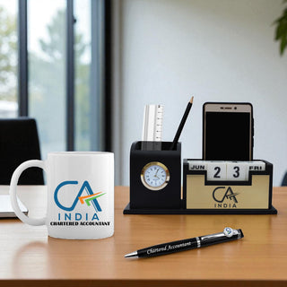 CA Gift Set – Engraved Pen, Pen Stand & Mug.