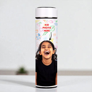 Personalized 500ml White Temperature Bottle – Custom Photo, Logo, or Wishes, perfect for school kids.