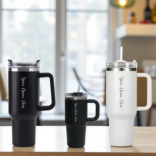 Personalized Family Tumbler Set – Black & White (1200 ML + 500 ML)