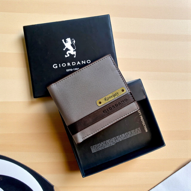 Giordano Men's Leather Wallet – Custom Name Engraved