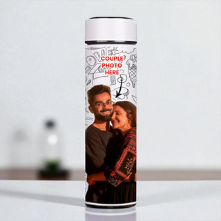 White Temperature Bottle – Personalized with Photo, Logo, or Wishes, 500 ML