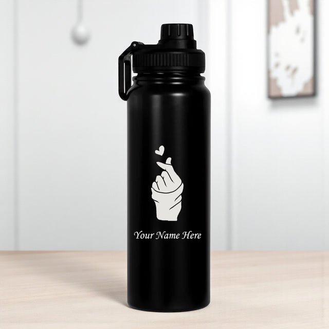 Personalized Steel Water Bottle 800 ml – Custom Name with Love Click Symbol