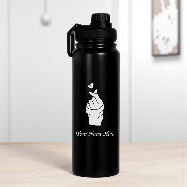 Personalized Steel Water Bottle 800 ml – Custom Name with Love Click Symbol