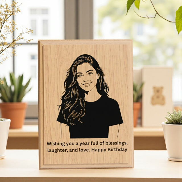 Engraved Wooden Photo Frame (6x8 Inches) – Custom Picture & Message Engraved.